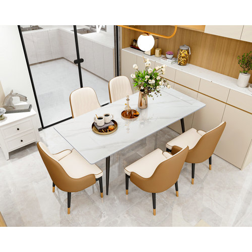 Oliver Joseff 63" Modern Dining Table Marble Kitchen Table for 6